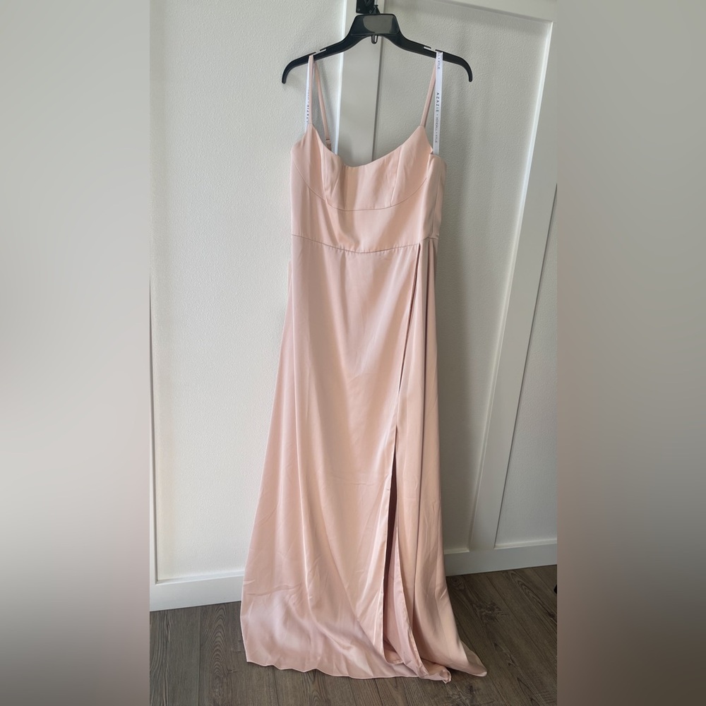 AZAZIE x KENDALL + KYLIE A-Line Side Slit Stretch Satin Floor-Length Dress - Picture 8 of 8
